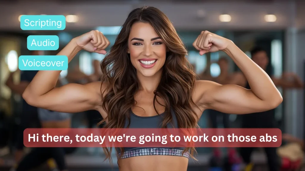 A presenter on screen inside the Pictory AI platform, illustrating how the tool transforms existing blog posts and recorded content into professional video without editing skills